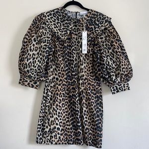 GANNI Leopard Puff sleeve dress